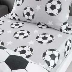 Catherine Lansfield brushed cotton football fitted sheet with sporty design for kids bedroom