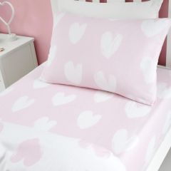 Catherine Lansfield brushed cotton hearts fitted sheet with soft cosy fabric and heart pattern