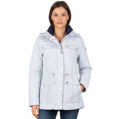 Female Model wearing the Women's Quilted jacket Grey