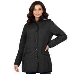 Female Model wearing theWomen's Quilted Jacket Black