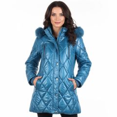 Model wearing the Women's Quilted Puffer Jacket Blue