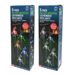 5 Pack Reindeer Path Christmas Lights multicolour and cool white outdoor decorations