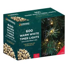 600 LED warm white battery operated timer lights 59.9m indoor outdoor use