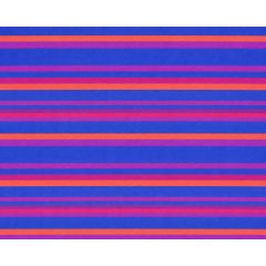 Flat purple fabric with repeating pink and orange horizontal stripes.