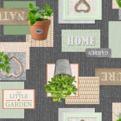 My Little Garden Grey Oil Cloth Tablecloth - Price by the Metre