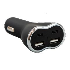 Zenso 4 Port USB Car Charger – 2 USB-C & 2 USB-A – Black