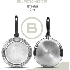 Blackmoor 24cm Stainless Steel Frying Pan with Cool-Touch Handle – Induction Suitable
