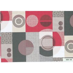 Red and Grey Abstract Print PVC Oil Cloth - Price by the metre