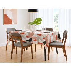 Abstract terracotta PVC oil cloth tablecloth 140cm wide sold by the metre