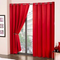 Cali Red Blackout Eyelet Readymade Curtains