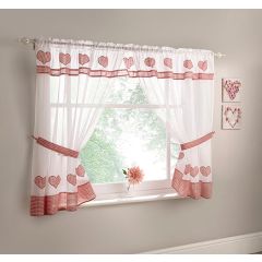 Amour Window Set Red Curtains