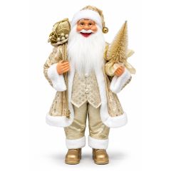 80cm Champagne and Cream Santa with Christmas Tree