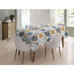 Retro circles PVC oil cloth tablecloth 140cm wide sold by the metre