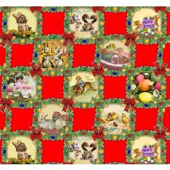 Oil Cloth Easter Red Animal 836-2 - Price by the Metre at Guineys Ireland