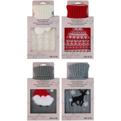 0.7L Hot Water Bottle with Knitted Cover – Assorted Designs