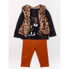 3 Piece Baby Leopard Print Gilet Set Online Offer Only