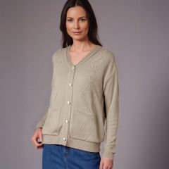 Women's Embroidered Buttoned Cardigan Beige