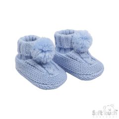 Baby Cable Knit Bootees Blue