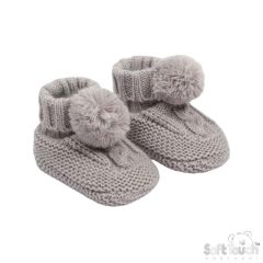 Baby Cable Knit Bootees Grey