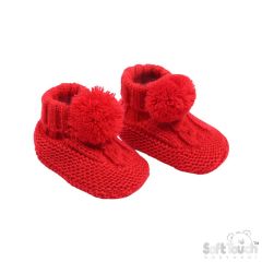 Baby Cable Knit Bootees Red