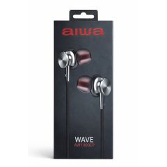 Aiwa AW1000EP WAVE in-ear wired headphones with 3.5mm audio jack in retail packaging