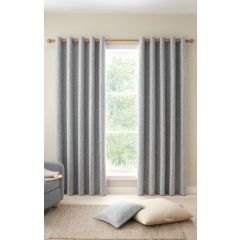 Albert Chenille Eyelet Readymade Curtains Silver 90x90