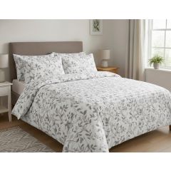 Alice Seersucker Supersoft Leaf Grey Duvet Cover Set
