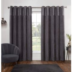 Metallic Sprinkle Readymade Eyelet Curtains Charcoal at Guineys Ireland