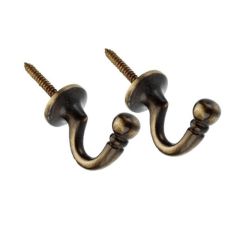 Pack Of 2 Ball Curtain Tie Back Hooks - Antique Brass