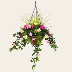 Artificial Hanging Basket Flower Arrangement Azalea Col. 29