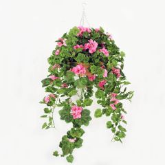 Artificial Hanging Pot Flower Arrangement Geranium 10"