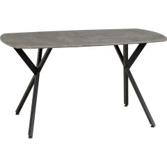 Athens grey concrete-effect rectangular dining table with contemporary black metal legs