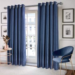 Aura Lined Eyelet Curtains Navy at Guineys Ireland