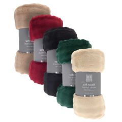 Aurora Design Soft Touch Flannel Blanket Throw 120x150cm assorted five-colour mix with soft flannel texture