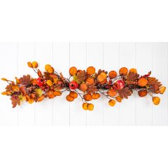 Autumn Fruit Table Runner with orange foliage red berries and decorative fruit
