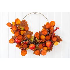 Autumn Fruit Wreath with orange foliage red berries and decorative fruit