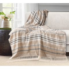 Aztec 100% Cotton Throw Beige