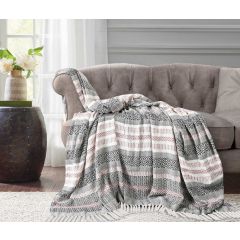 Aztec 100% Cotton Throw Blush