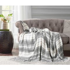 Aztec 100% Cotton Throw Grey