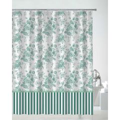 Floral Embossed Design Microfibre Shower Curtains with Rings
