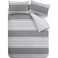 Banded Stripe Charcoal Duvet Cover Set by Catherine Lansfield at Guineys Ireland