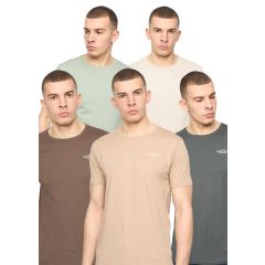 Models wearing the different colours of the BasicNatural 5-Pack Cotton T-Shirts Ireland