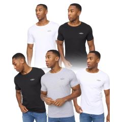 Models showing each of the BasicStandard 5 Pack Men's T-Shirts Assorted by Crosshatch colourways