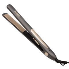 Bauer Professional Tourmaline Ceramic Hair Straightener in black and gold with ceramic-coated floating plates and adjustable heat controls.