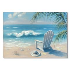 Beachside Blue wall canvas 50x75cm with blue coastal artwork and hand-painted textured finish