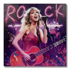Rock Star wall canvas 60x60cm featuring vibrant music-inspired artwork with colourful hand-painted detailing and a contemporary pop art style
