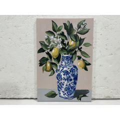 Blue & White Lemon Vase Wall Canvas 42x62cm