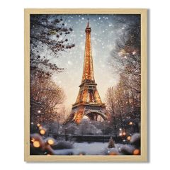 Eiffel Tower Winter Glow Wall Art 40x50cm