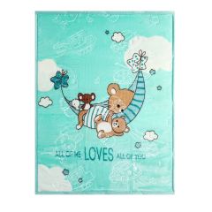 showing the Kids Blanket Teddy Friends Blue