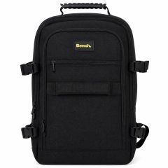 Bench black travel backpack with multiple compartments, compression straps and carry handles, ideal for cabin luggage, commuting and everyday travel.